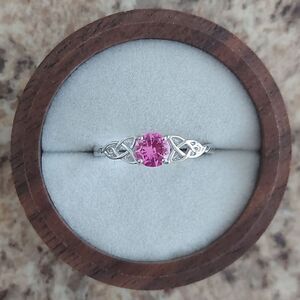 Pink Celtic Ring 925 Sterling Silver